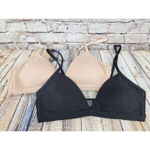 Lulalu Set Of 2 Bras Size 38AA Black Tan Wireless Lightly Padded